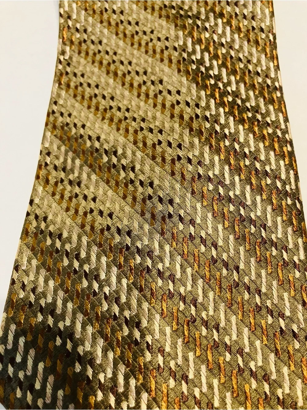 Alfred Sung Italian Silk Tie Necktie brown Gold Vintage